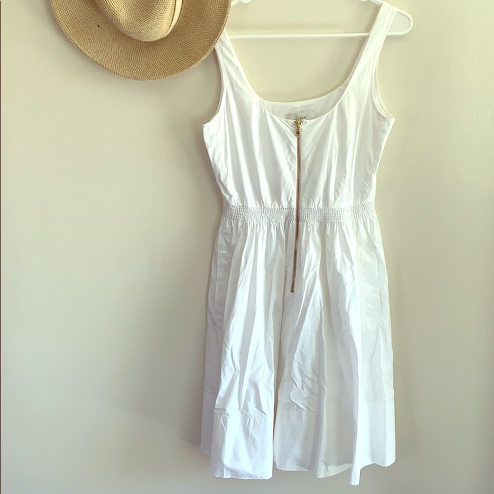 J Crew Linen Zip Front Dress in White size 4 BNWOT